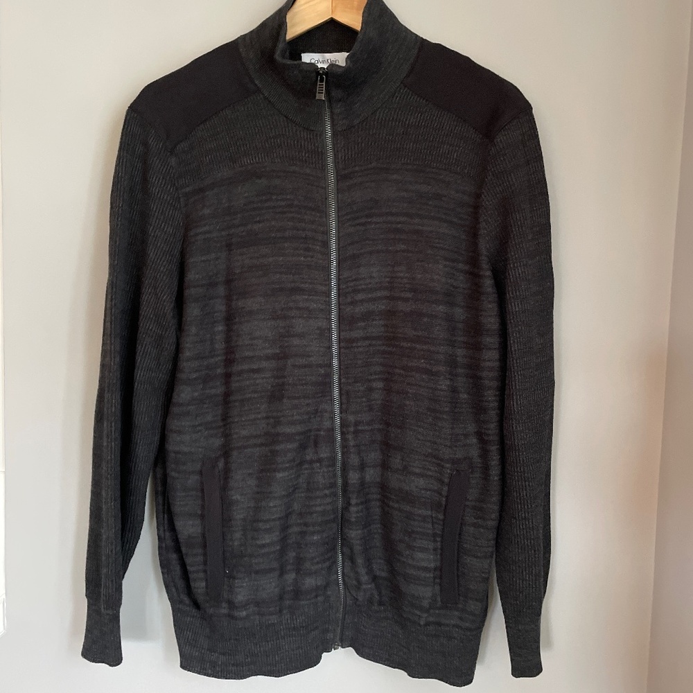 Calvin Klein knit Grandpa cardigan sweater mock neck black size Large